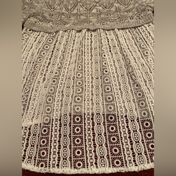 Gray & White Crochet Sweater Tunic - Picture 4 of 8